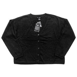 NWT C by Bloomingdale's 2-ply Cashmere V Neck Cardigan Black $178 Size M (8-10)